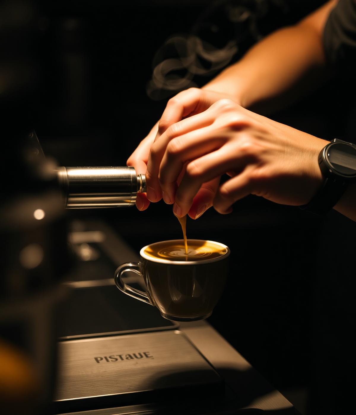 Barista crafting an espresso